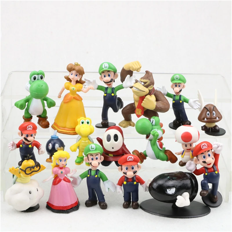 

18piece 3.5-5.5cm classical mario Bullet Mushroom Turtle Wall Well Creative DIY Hand-made Aquarium Landscaping figure Doll
