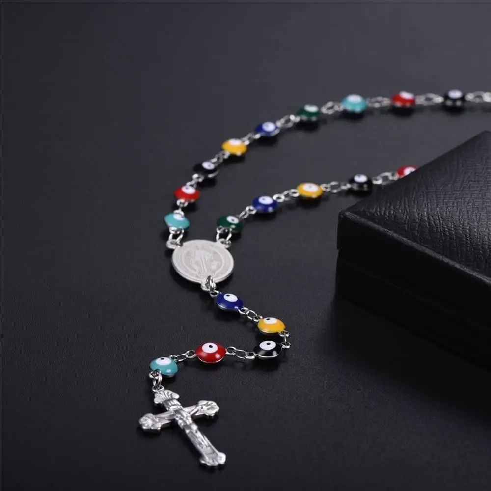 U7 Эмаль Дурной Глаз Кулон Ожерелье Для Мужчин/ Женщин Стальныная Цепочка С