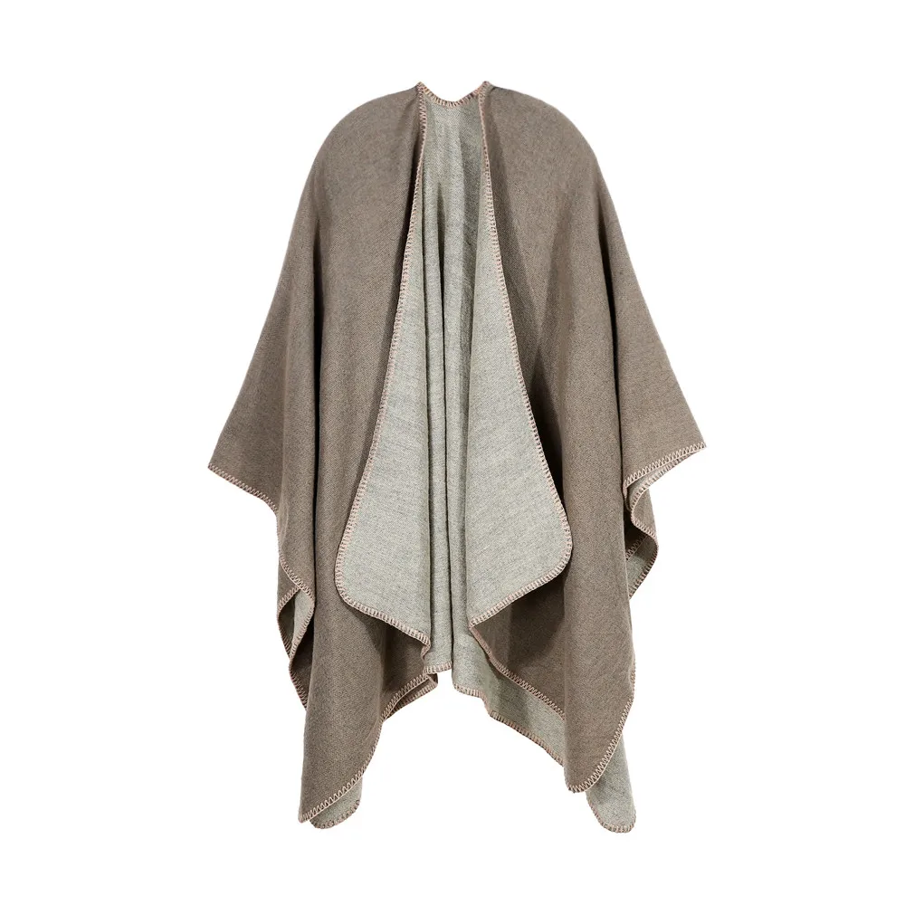 Зимний плащ женский Мягкий кашемировый однотонный кардиган накидка шаль пальто