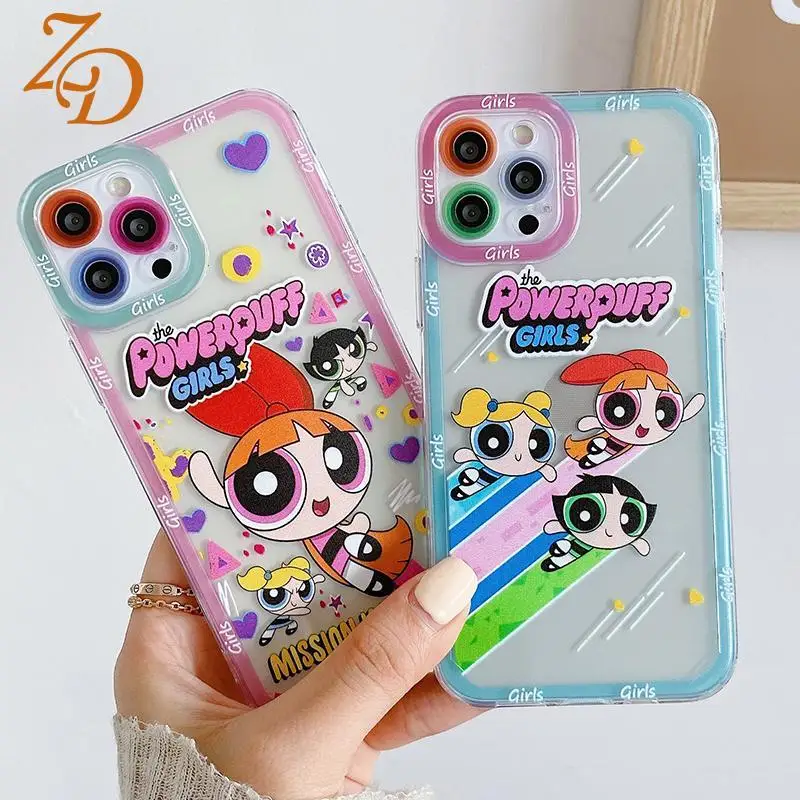 

Girls Cartoon Phone Case for IPhone 13 12 11 Pro Max X Xs Max Xr 7 8 Plus Transparent Lens Protection Phone Cover