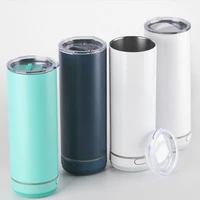 16oz smart straight speaker tumbler music cup stainless steel with wireless speaker bottle white sublimation for festival gift