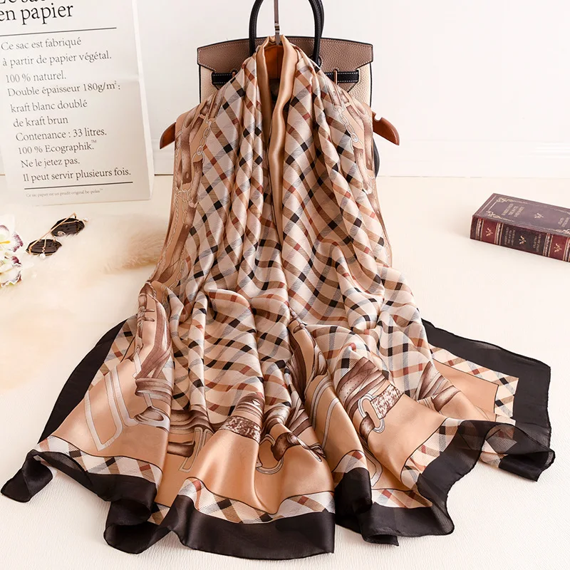 2020 роскошный Шелковый женский шарф пашмины Шали Обертывания женские клетчатые