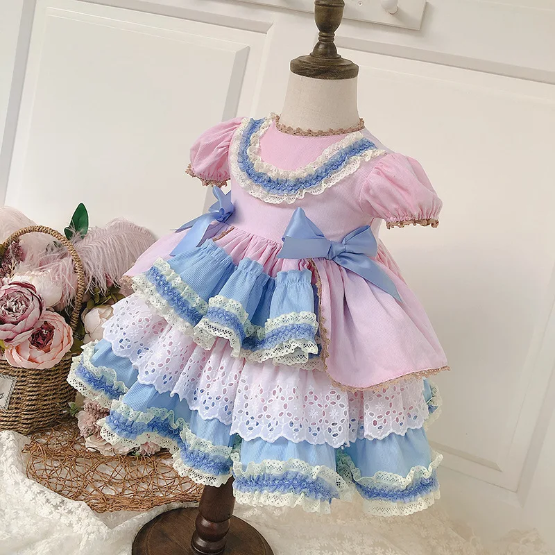 

Toddler Boutique Dress Girls Spanish Dresses Baby Lolita Ball Gown Pink Lace Ball Gowns New Lnfant Birthday Baptism Frock