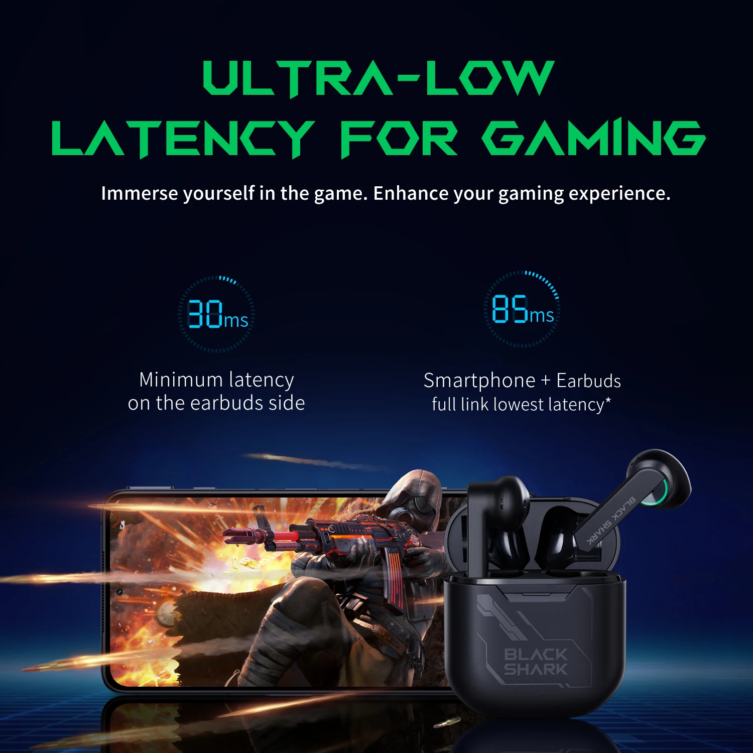 Black Shark JoyBuds TWS Earphones Ultra-low latency 14.2mm Driver Dual-mics ENC Bluetooth 5.2 Fast charge Gaming Earbuds | Электроника