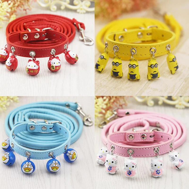 Модный ошейник с колокольчиками для кошек и собак + поводок улицы прогулок