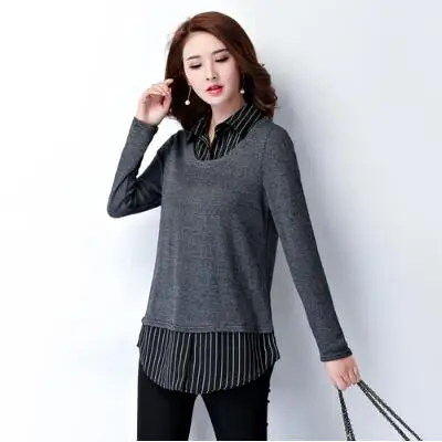 Туника коллекция 2020 года осенняя рубашка с имитацией двух предметов женская