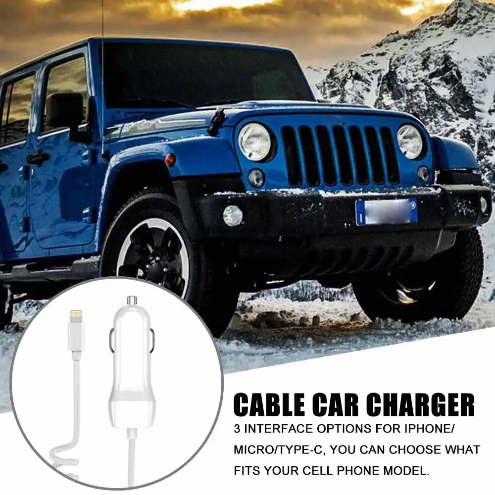 

Car Charger With Elastic Wire Auto Fast Charging Adapter Quick Cell Phone Charger for iPhone Android System Smart Phones