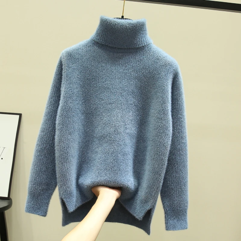 Женская Толстая водолазка Fitaylor теплый вязаный свитер эластичный Однотонный