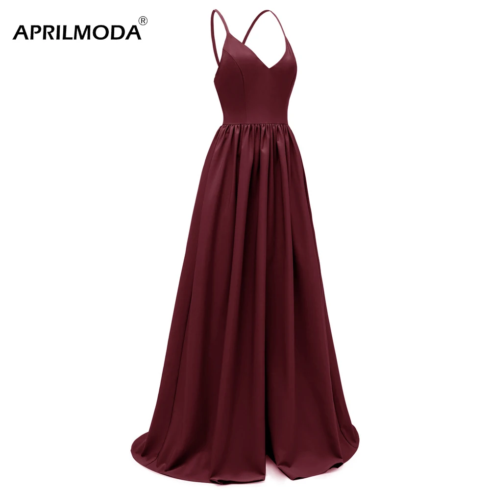 Сексуальное летнее длинное вечернее платье на тонких бретельках без рукавов с v