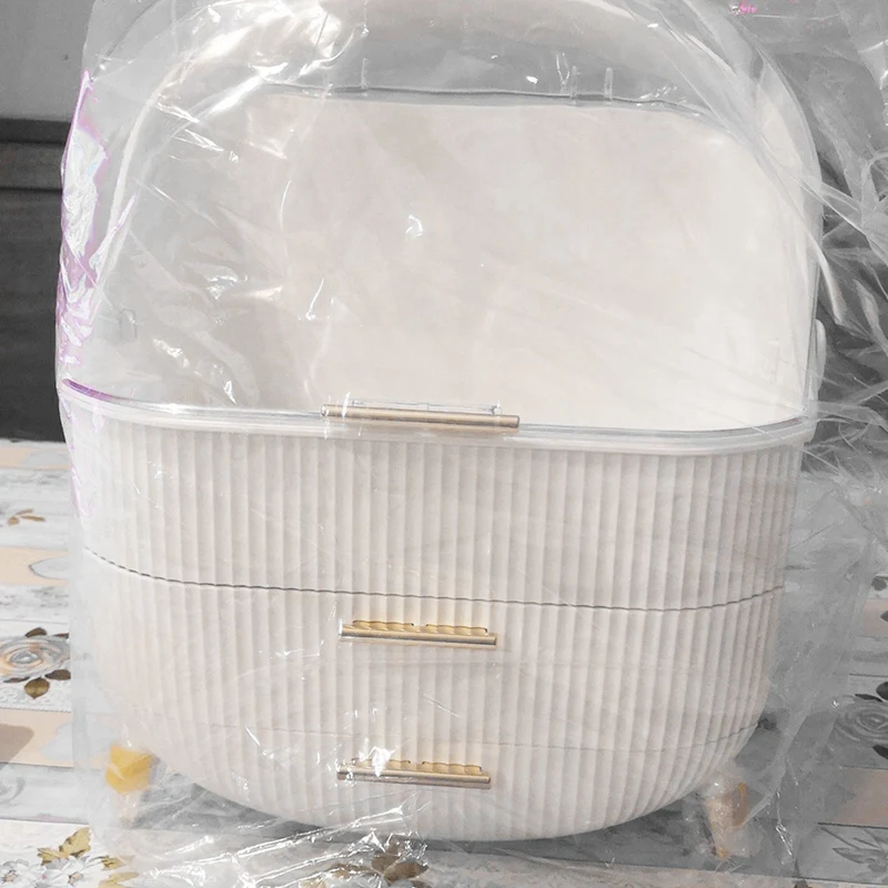 

Fashion Big Capacity Cosmetic Storage Box Waterproof Dustproof Bathroom Desktop Beauty Makeup Organizer