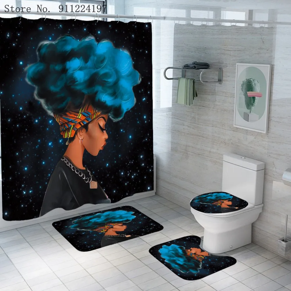 Тканевая занавеска для душа с 3D африканским принтом женщин ванной комнаты