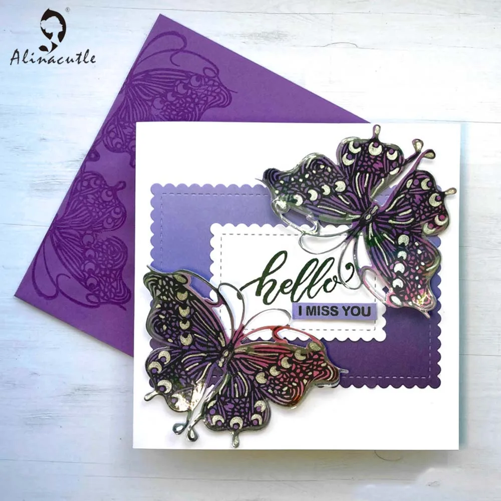

Alinacutle CLEAR STAMPS Metal Cutting Dies Cut Butterfly Scrapbooking Handmade Card Album Paper Craft Rubber Transparent Stamp
