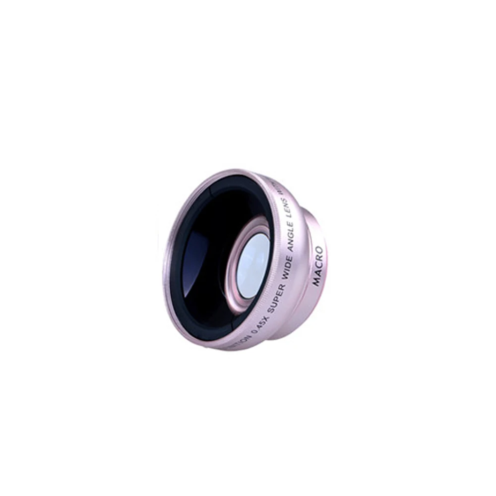 Rose Gold Hangrui 2в1 объектив 0.45X широкоугольный+ 12.5X макро объектив профессиональный HD телефон объектив камеры для iPhone 8 7 6S Plus Xiaomi Объективы для Samsung - Цвет: Rose Gold