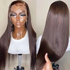 Длинный шелковистый прямой парик Kryssma средней части коричневые синтетические кружевные передние парики для чернокожих женщин термостойкий косплей ежедневный парик