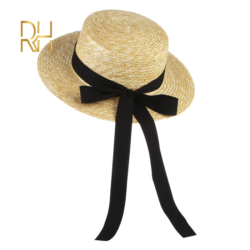 RH летняя плоская шляпа из пшеничной соломы натуральный цвет Женский козырек от