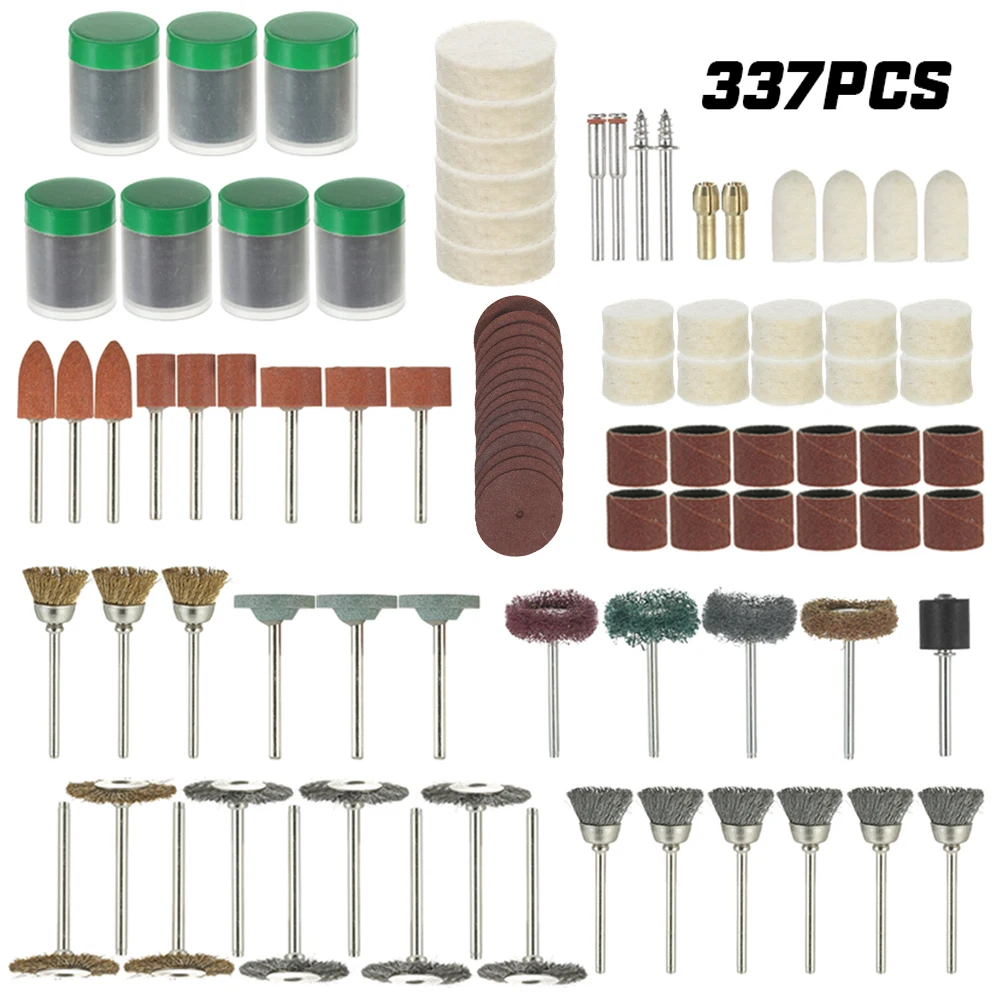 

337PCS 1/8'' Shank Rotary Tool Accessories Set Sanding Polishing Grinding Cutting Accessory Bit