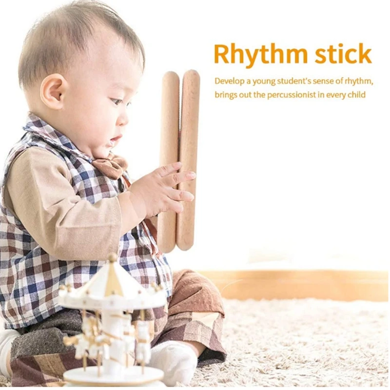 

6 Pairs Wood Claves Musical Percussion Instrument Rhythm Sticks Percussion Rhythm Sticks Children Musical Toy