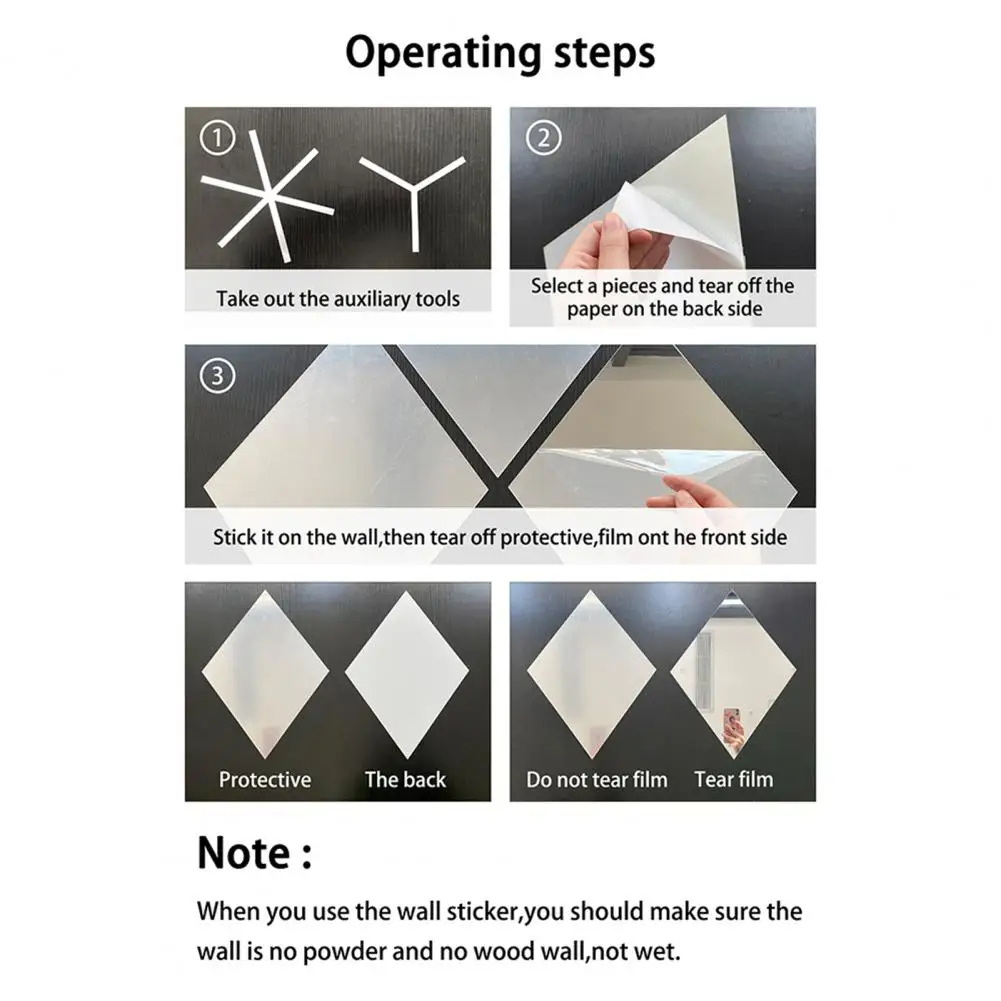 

Decorative Wall Stickers Diamonds Triangles Wall Art Acrylic Mirror Wall Sticker 3D DIY Wall Decals Art for Home Decoration