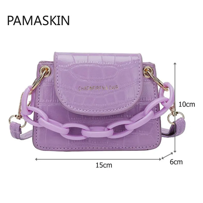 

2020 Fashion Alligator Pu Leather Tote Mini Crossbody Handbag Casual Acrylic Chain Womne Shoulder Bags Simple Female Daily Bag