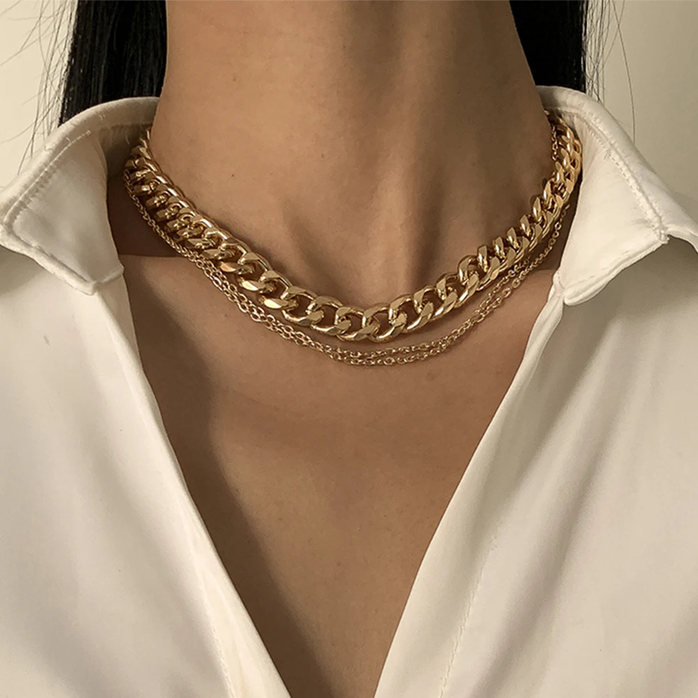 

Ingemark Exaggerated Multilayer Chain Necklace for Women Men Vintage Chunky Choker Necklace Clavicle Fashion Jewelry Party Gift