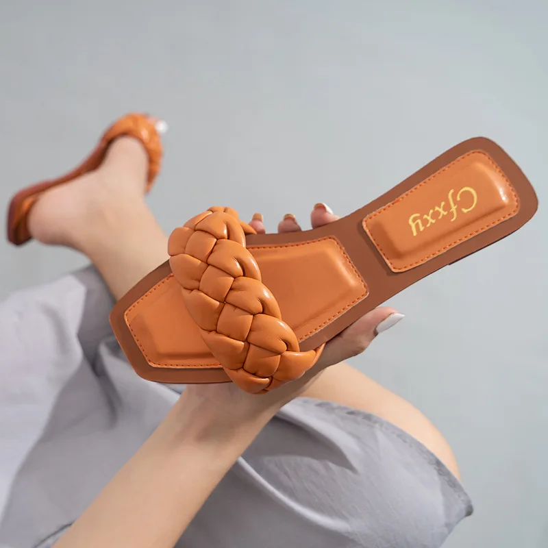 

Summer Sandals New Flat Designer Mixed Colors Slippers Fashion Casual Weave Sandals Women Shoes Sandals Women 2021 Large Size