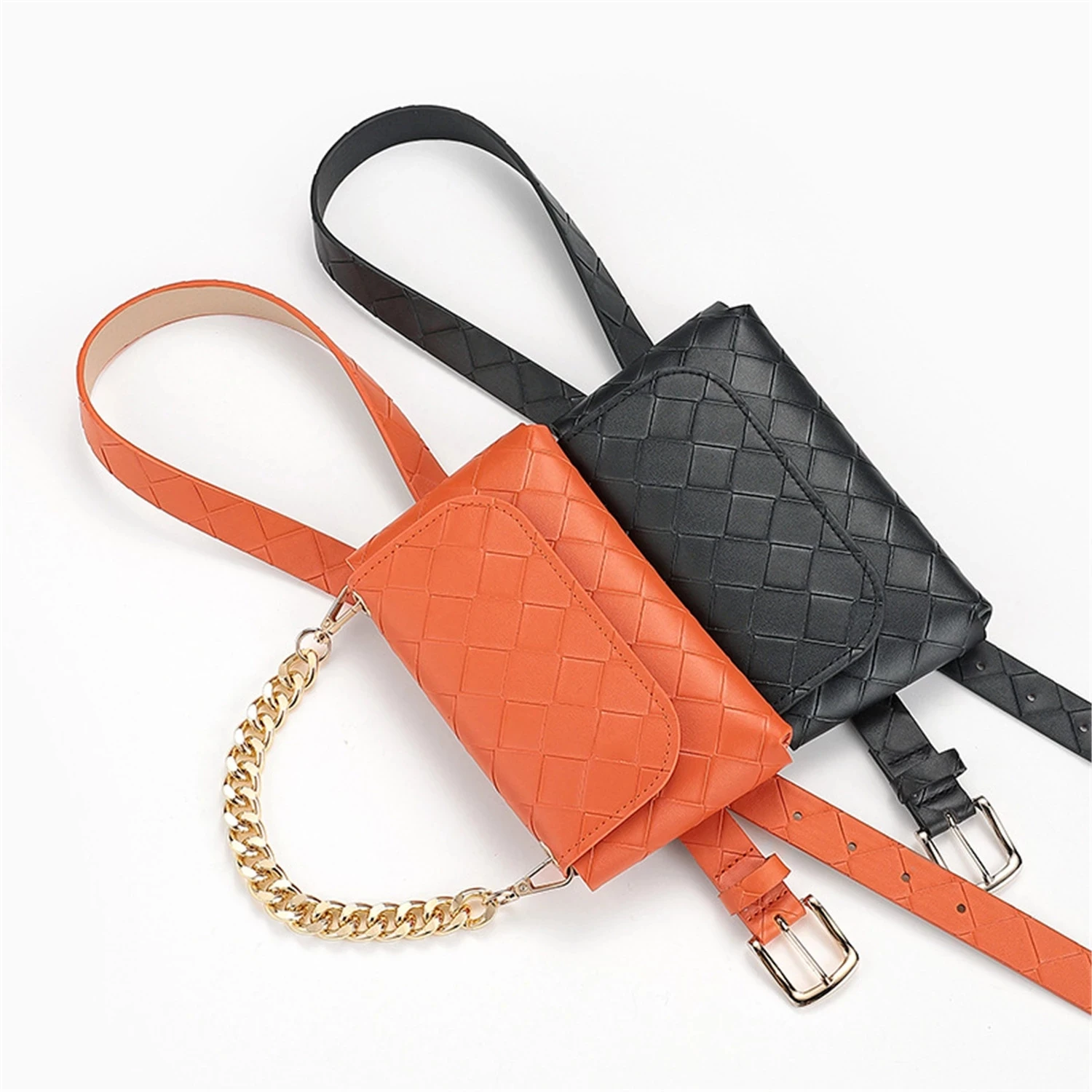 

Zciti Fashion Personalize Mini Chain Waist Color Bags For Women Fanny Packs For Cool Girl PU Leather Shoulder Crossbody Bag Belt