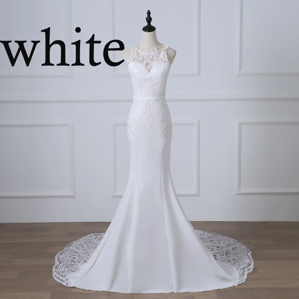 White-B Очаровательное свадебное платье русалки,, на тонких бретельках, Vestido de novia, винтажное кружевное свадебное платье, платье для невесты без спинки, на заказ - Цвет: White-B