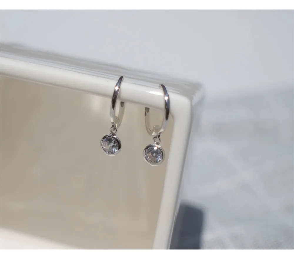 Серьги из стерлингового серебра 925 пробы, Модный Циркон, круглый короткий кулон, круглые серьги, тренд кости, дикие женские серебряные серьги, ювелирные изделия