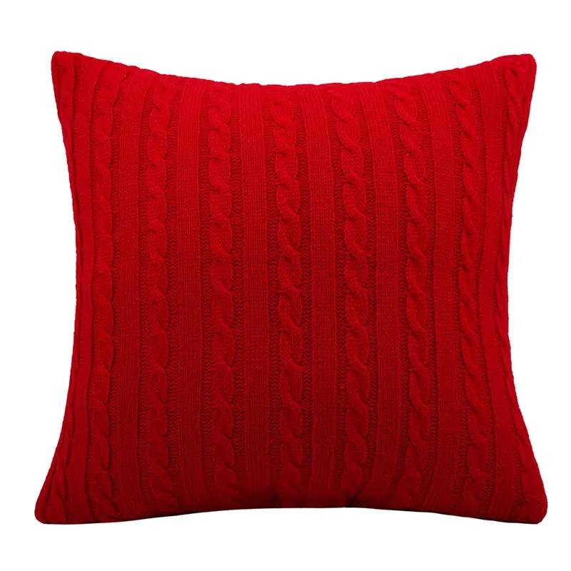 

1PC 45x45CM Vintage Cushion Cover Solid Knitted Square Beige Pillows Case Car Sofa Home Christmas Supply