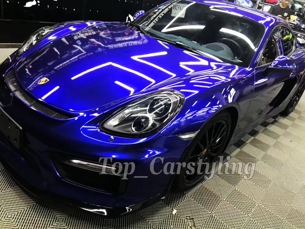 Синяя блестящая виниловая обертка металлик пленка для всего автомобиля покрытие