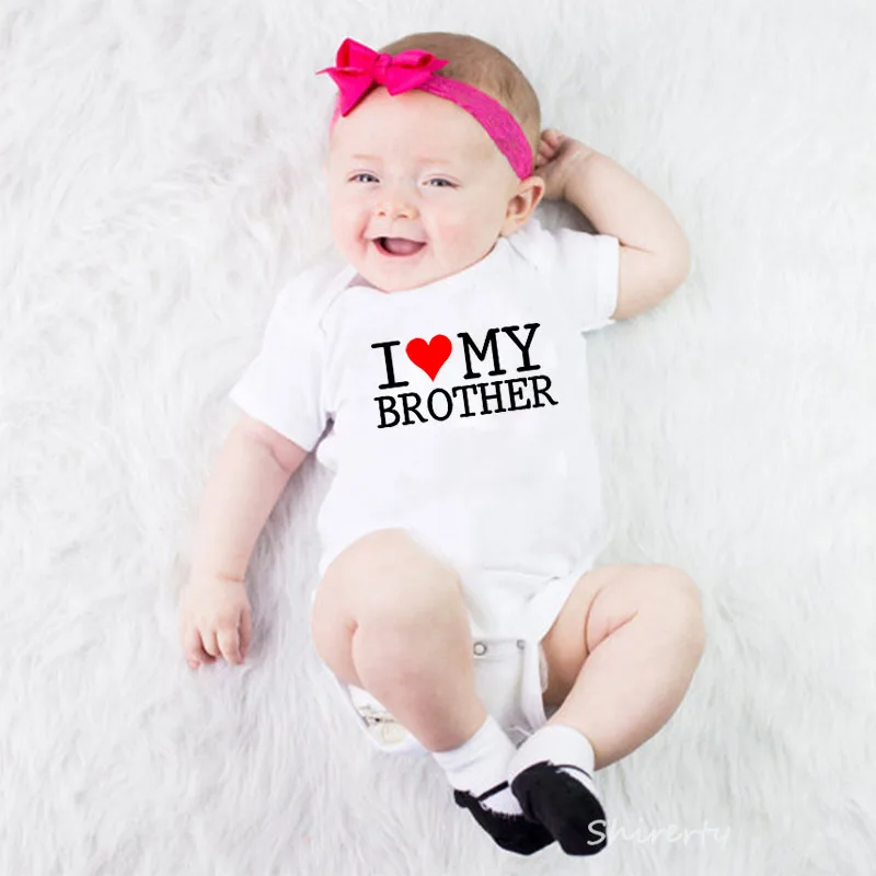 Одежда для близнецов «I Love My Sister Brother», новорожденный короткий рукав, хлопковая одежда для близнецов, летняя одежда для маленьких мальчиков и девочек