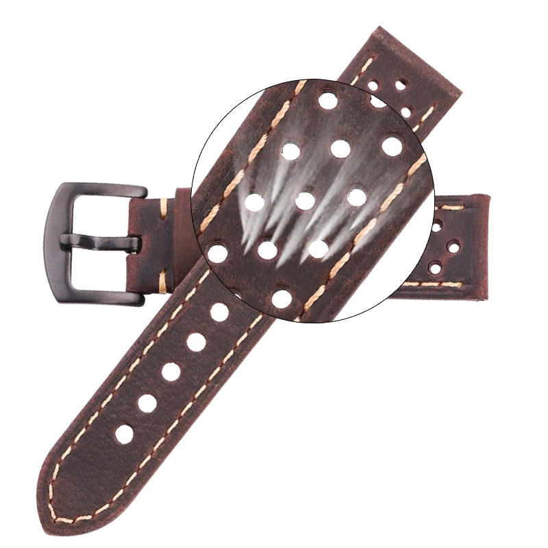 Genuine Leather Watchbands 20mm 22mm Women Men For Huawei Cowhide Vintage Watch Band Strap For Samsung Galaxy Watch 42mm