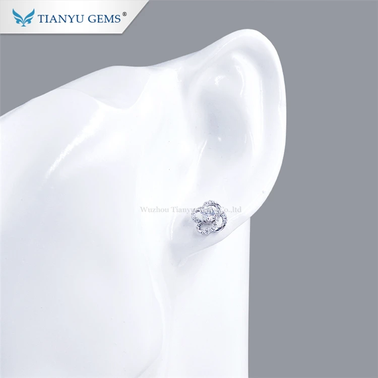 Женские серьги пусеты Tianyu гвоздики в форме цветка 10 к золотистого цвета с