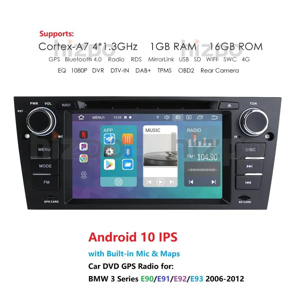 1Din Android 10 0 Автомобиль Радио DVD IPS GPS для BMW 3 E90 E91 E92 E93 2006 2012 стерео Авто RDS USB WI FI 4G SWC 7