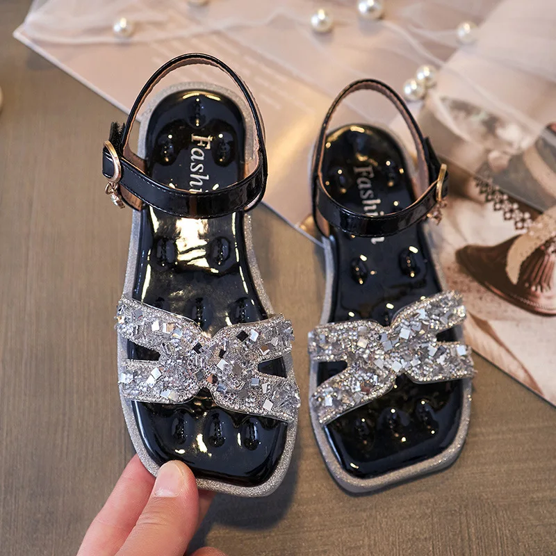 

Children's Sandals Girls Summer Korean Edition Soft Soles Fashion Roman Girl Little Princess Crystal Children's Shoes