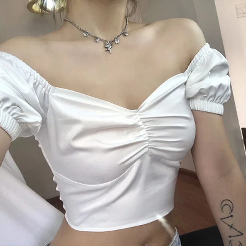 Женский укороченный топ с вырезом лодочкой простая элегантная облегающая