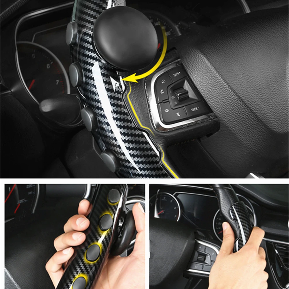 2 шт. чехол рулевого колеса автомобиля с ручками, накладками на подвеску и антискользящим углеродным волокном.