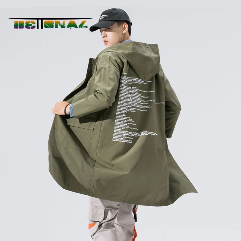 Мужская винтажная куртка Тренч BETTONAL водонепроницаемая ветровка с капюшоном в