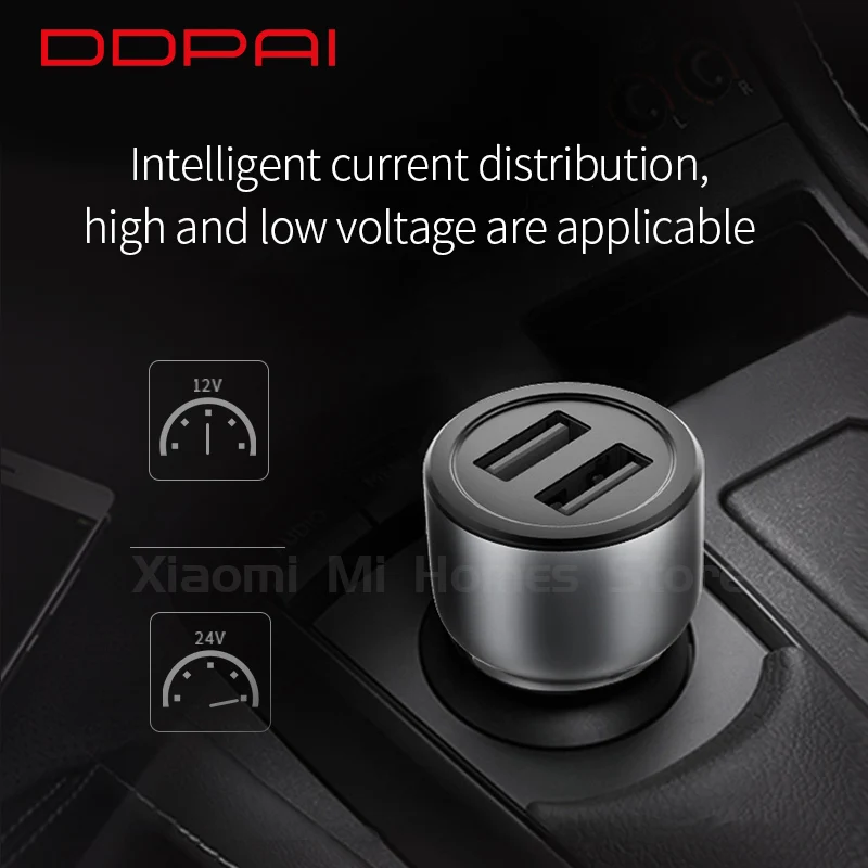Оригинал DDPai 2USB порт автомобильное зарядное устройство QC3.0 быстрое металлический