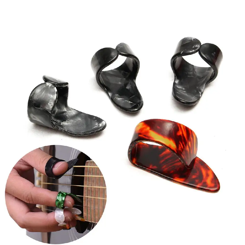

4 шт./компл. целлюлоид 1 большой палец + 3 пальца медиаторы для гитар оболочка для акустической электрической бас гитары случайный цвет