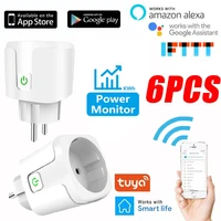 tuya wifi smart socket smart home plug adapter 16a eu outlet timer power monitor works with alexa google assistant smart life