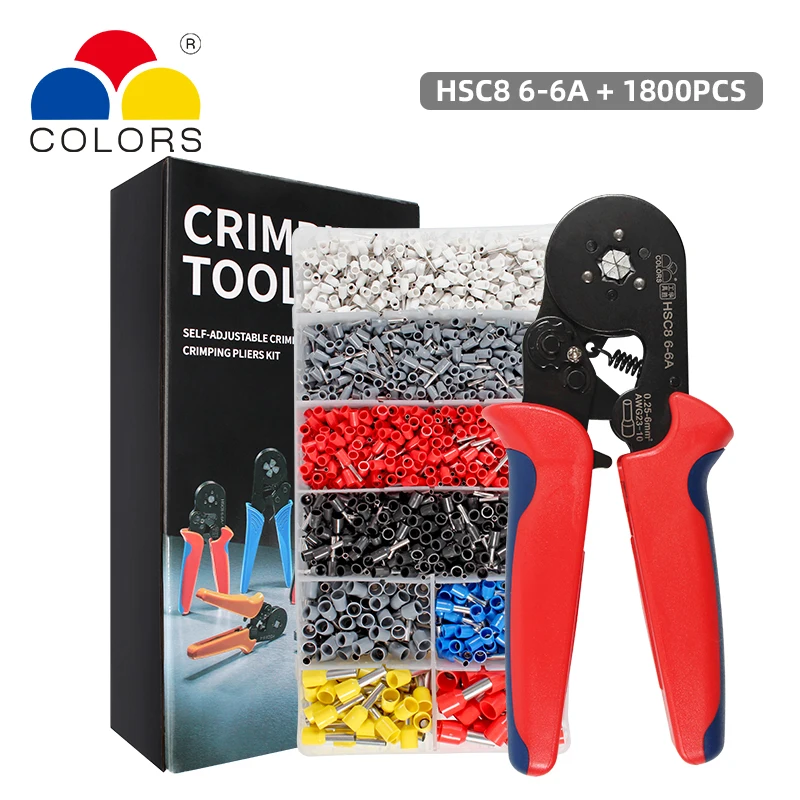 Обжимные клещи саморегулирующиеся Щипцы с набором обжимных клемм для кабеля