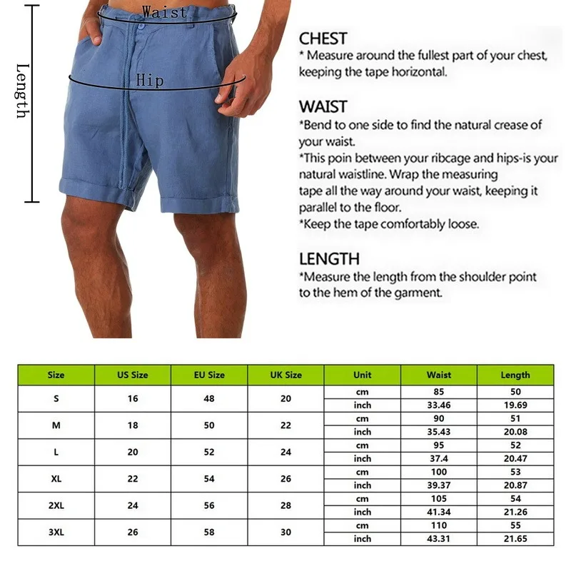 

2021 New Men's Casual Fashion Flax High Quality Shorts Linen Solid Color Short trousers Male Summer Beach Breathable Flax Shorts