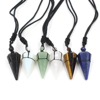 natural reiki stone chakra pendant healing crystal pendulum necklace reiki healing jewelry adjustable