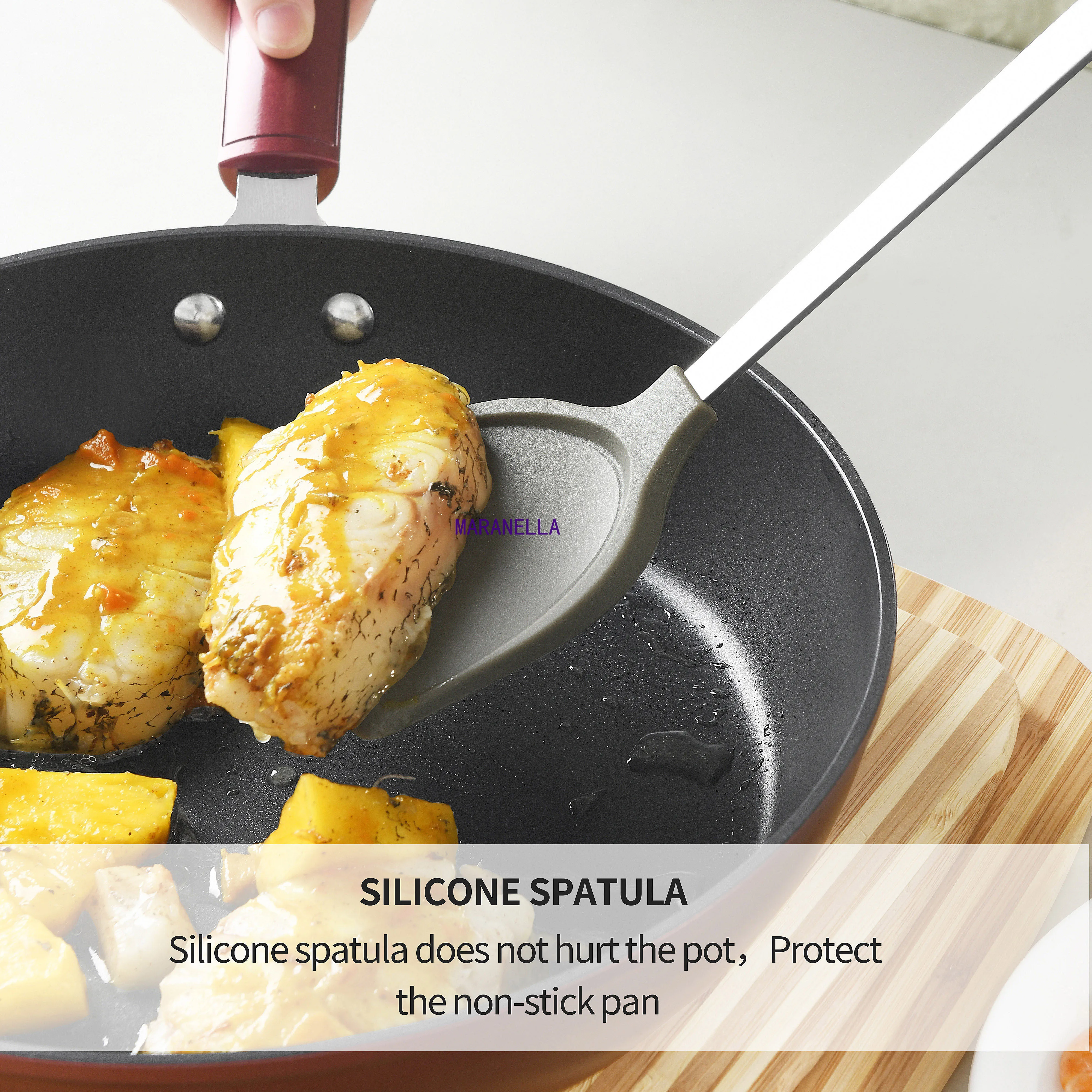 Антипригарная силиконовая Лопатка и ложка набор кухонной утвари посуды для