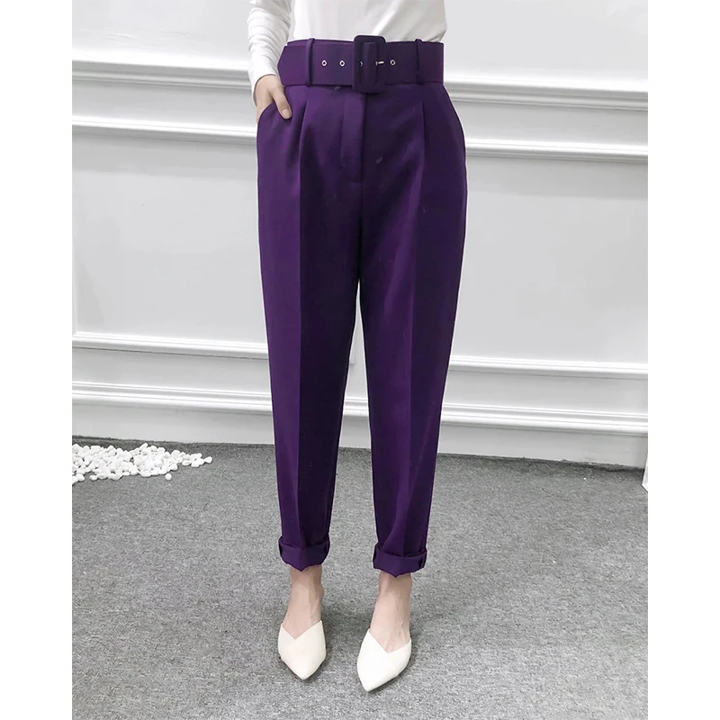 

Autumn 2021 Za Women Elegant Career Pants Office Lady Fashion Solid Color High Waist Pants Pockets Female Trousers Chic Blazer