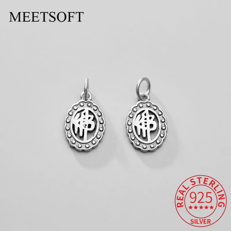 

MEETSOFT тайское серебряное матовое покрытие винтажное украшение Будды китайские буквы изготовление находок ожерелье ручной работы, ювелирны...