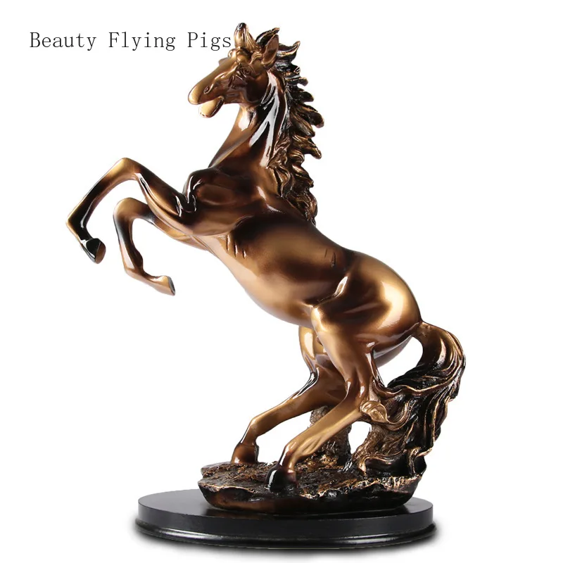 

New house lucky standing horse resin decoration living room decoration office gift decoration pure handmade work fine quality