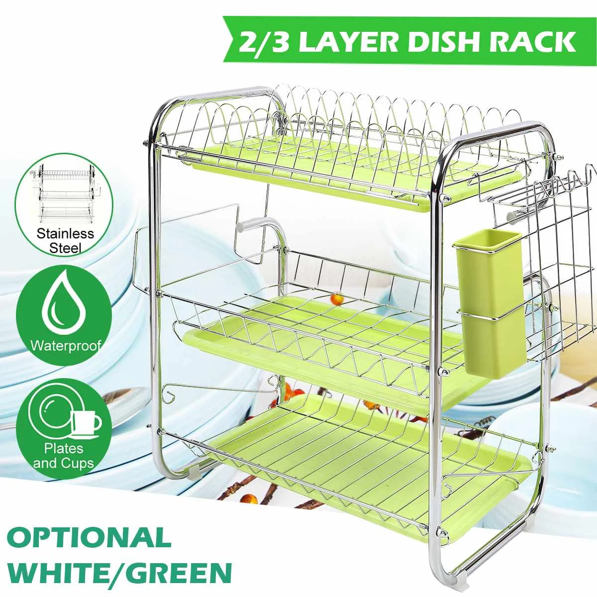 2/3 сушилка для посуды со слоем утюга кухонные столовые приборы сливная полка