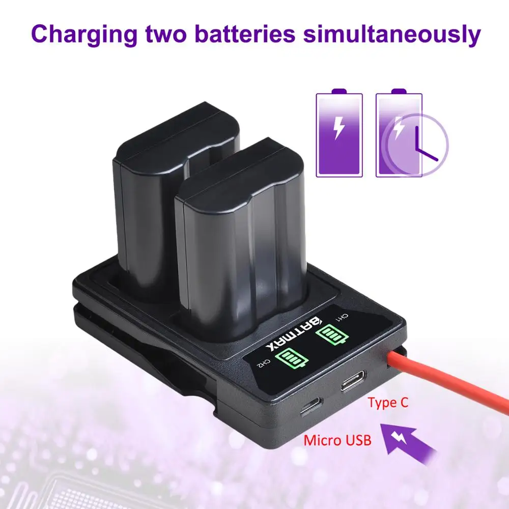 Аккумулятор Batmax EN-EL15 EL15A + двойное зарядное устройство USB светодиодный енным